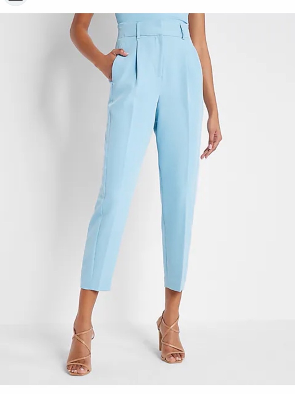 Express Sky Blue High-Waist Cropped Trousers